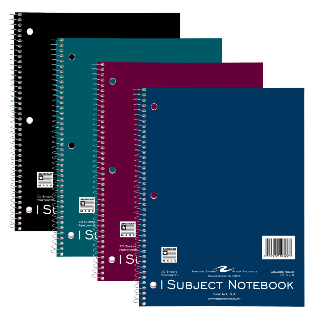 1 Sub WB Notebook 10.5"x8" College Rule w/ Margin Perf Asst