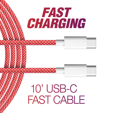 10' USB-C to USB-C Fast Cable | Red