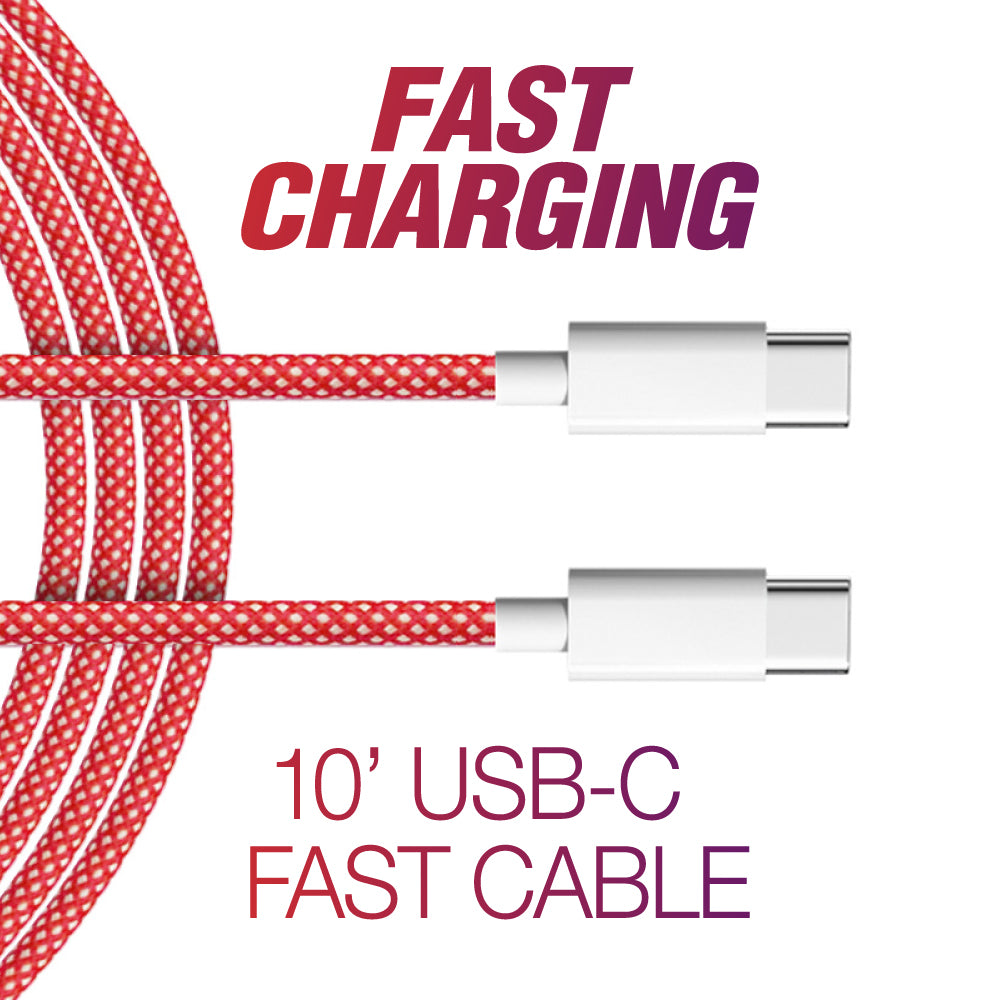10' USB-C to USB-C Fast Cable | Red