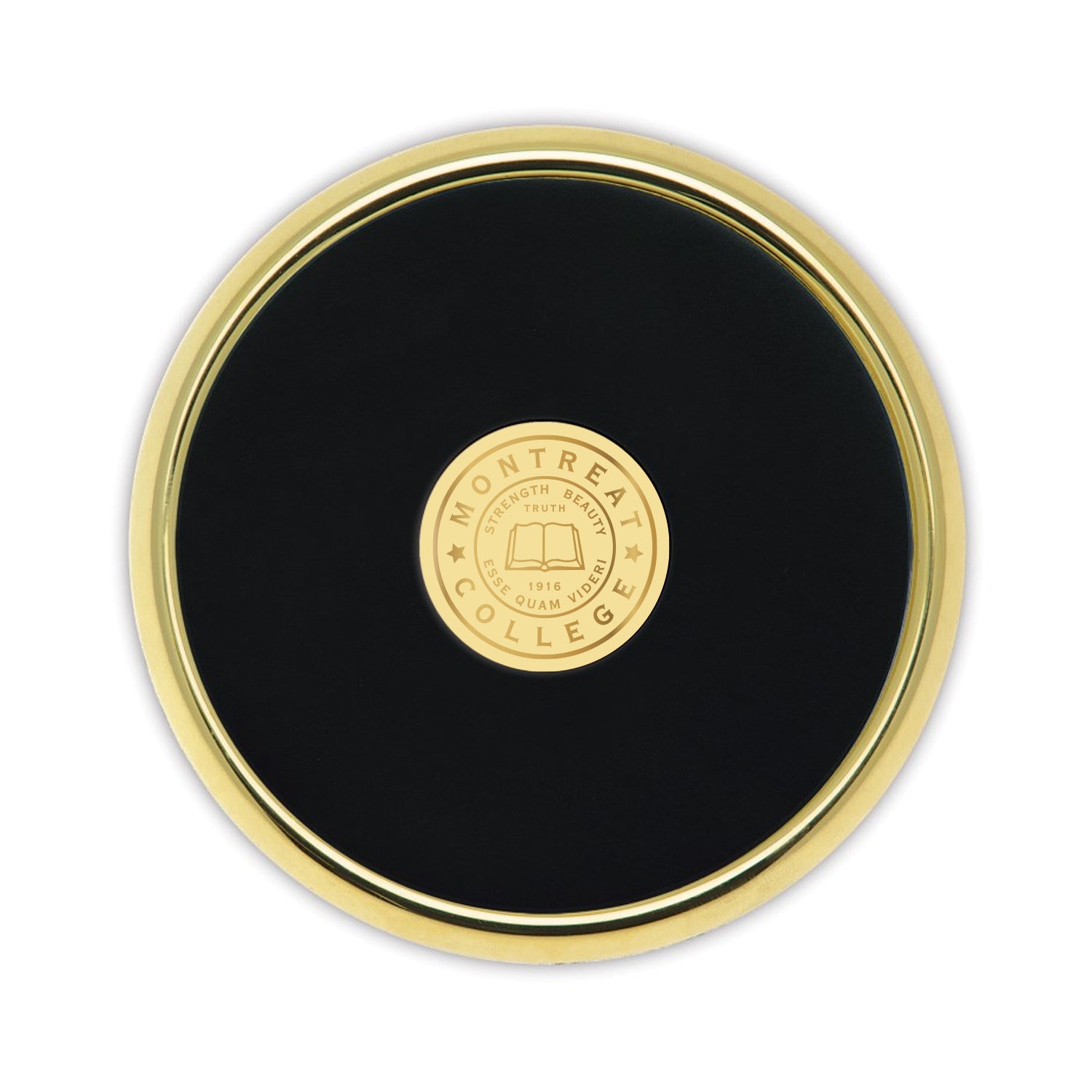 Montreat Seal Coaster | Gold/Leather