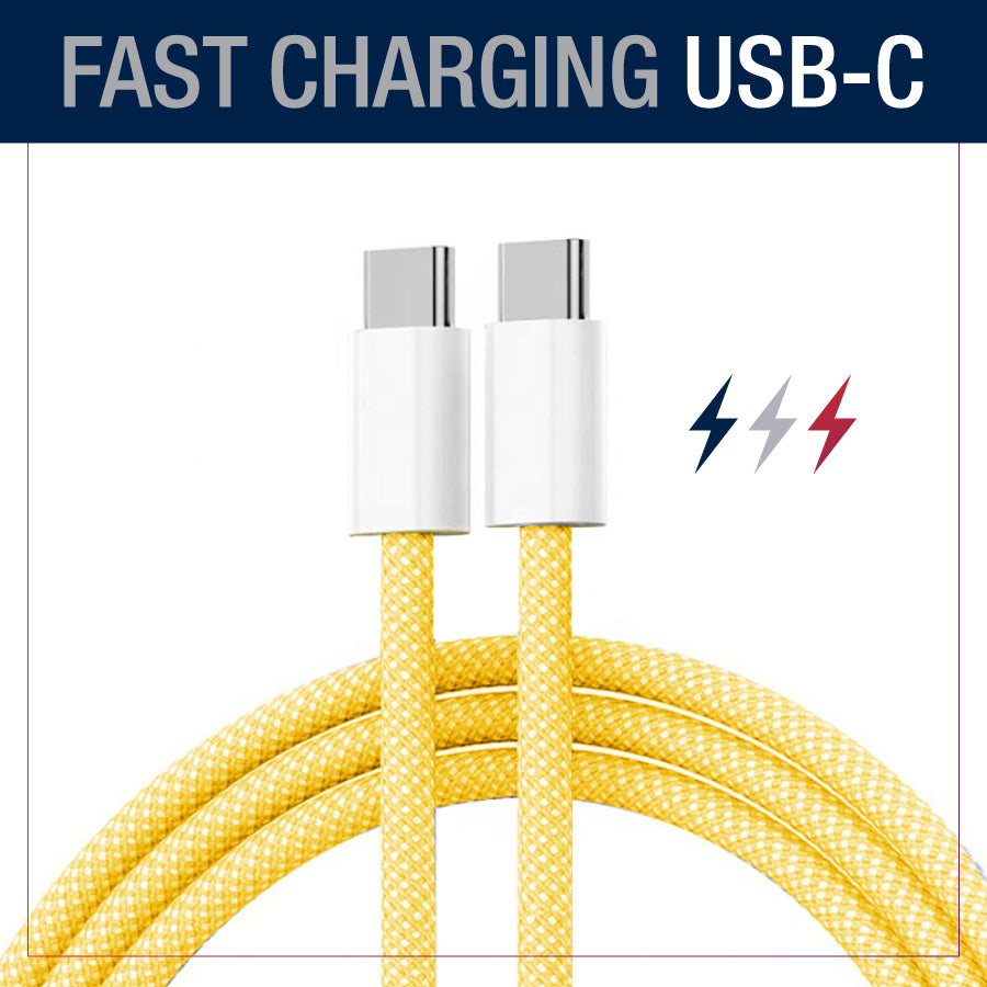 3' USB-C to USB-C Fast Cable | Yellow