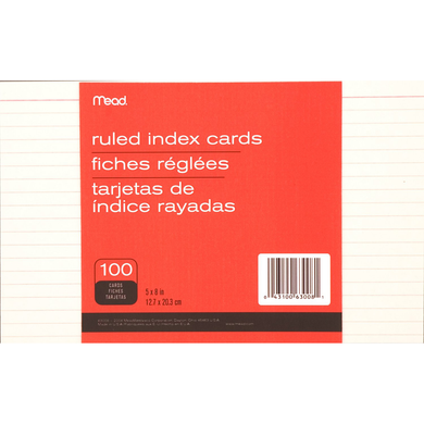 Index card Ruled | White 3x5in 100Ct
