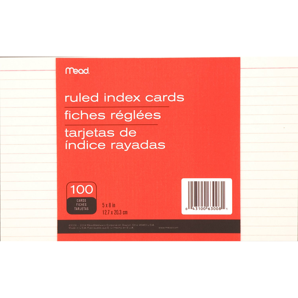 Index card Ruled | White 3x5in 100Ct