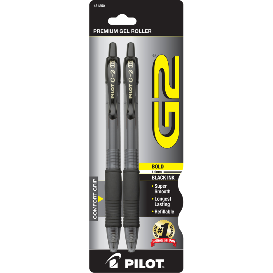 G2 Retractable Gel Pen | 1.0mm Black 2Pk BP