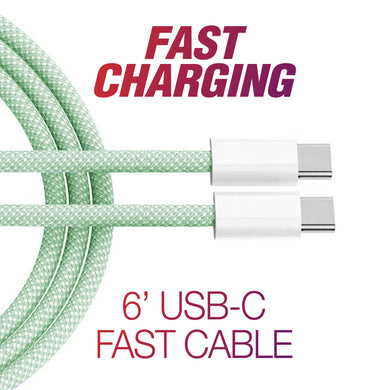 6' USB-C to USB-C Fast Cable | Green