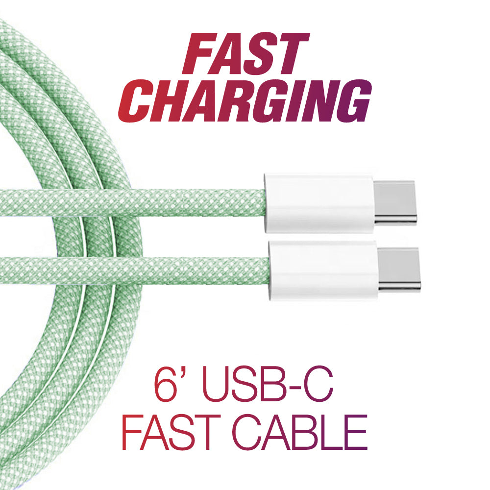 6' USB-C to USB-C Fast Cable | Green