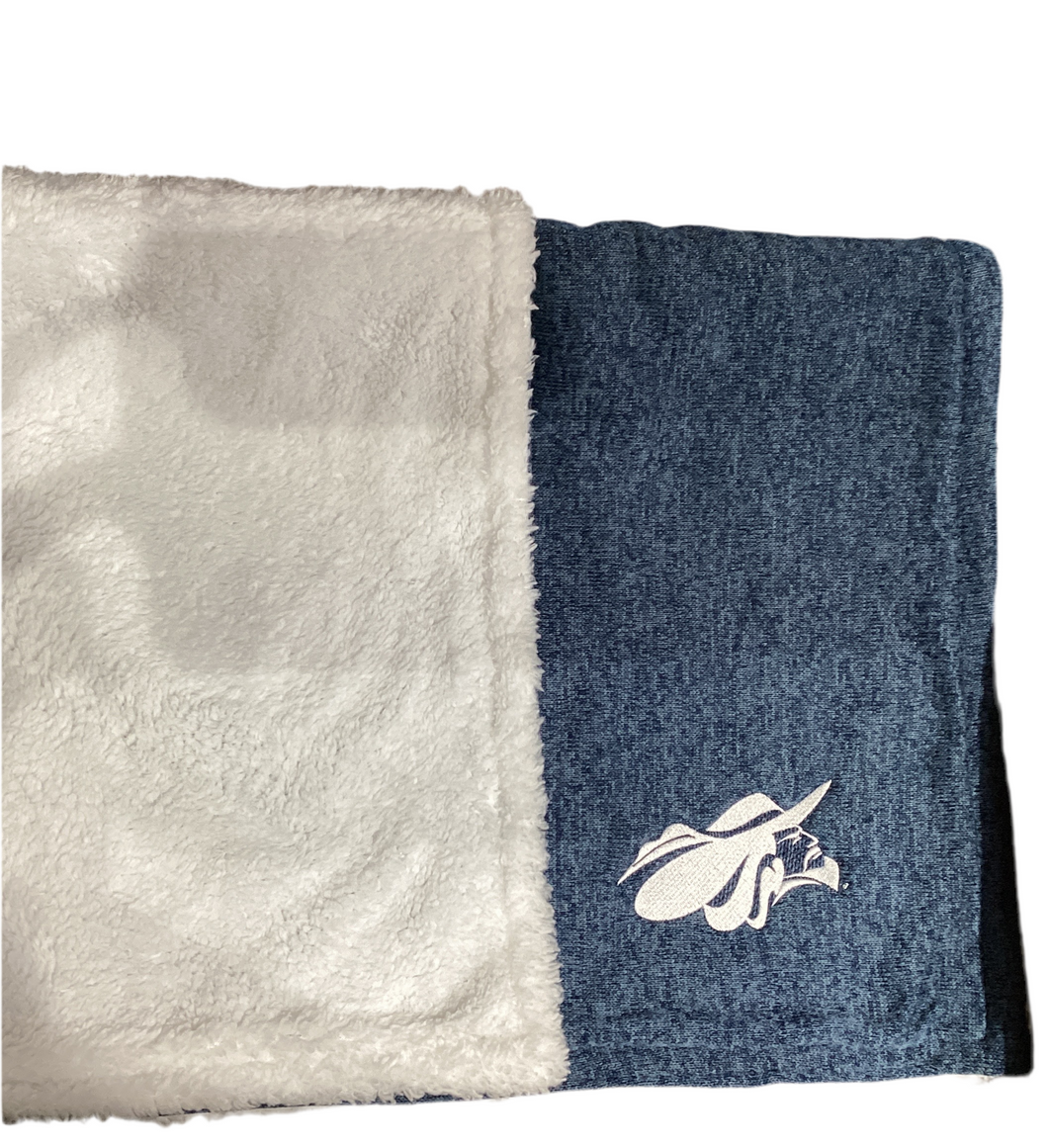 Sherpa Backed Heathered Blanket | Blue