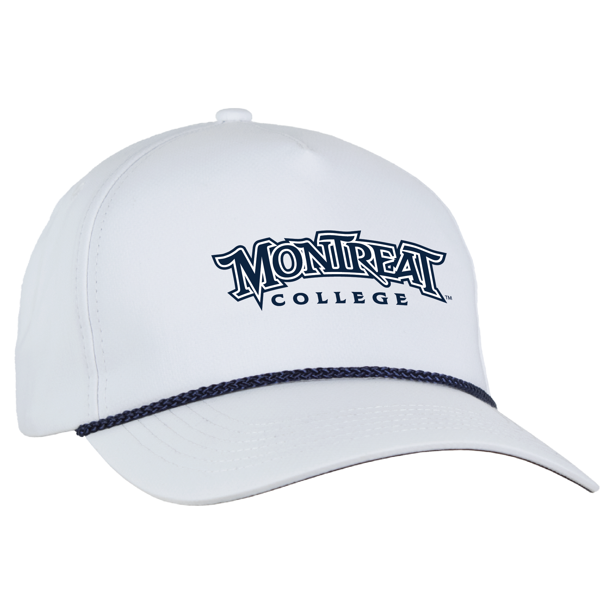 Alto Structured Classic 5-Panel Rope Fabric Cap | White/Navy
