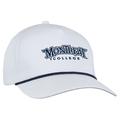 Alto Structured Classic 5-Panel Rope Fabric Cap, White/Navy
