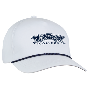 Alto Structured Classic 5-Panel Rope Fabric Cap, White/Navy