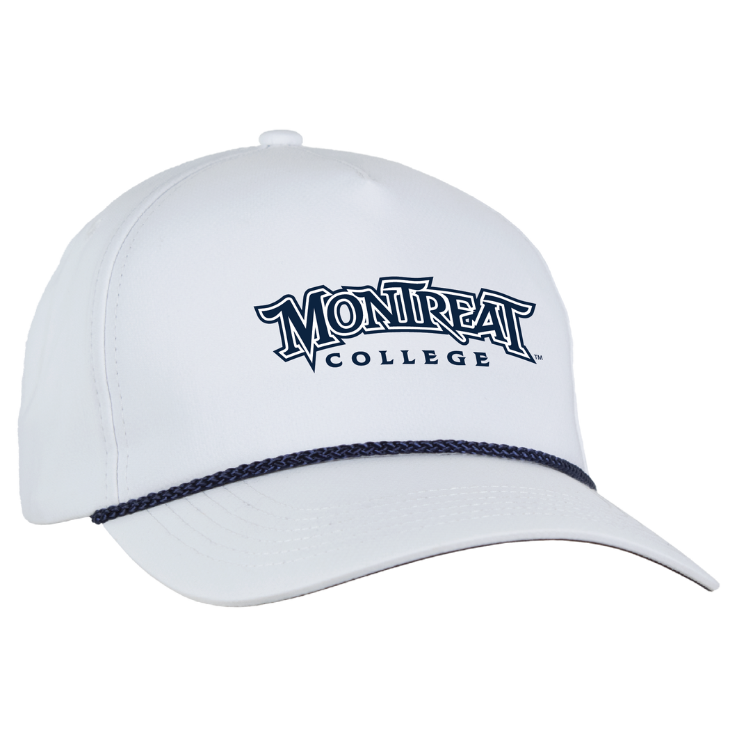 Alto Structured Classic 5-Panel Rope Fabric Cap, White/Navy