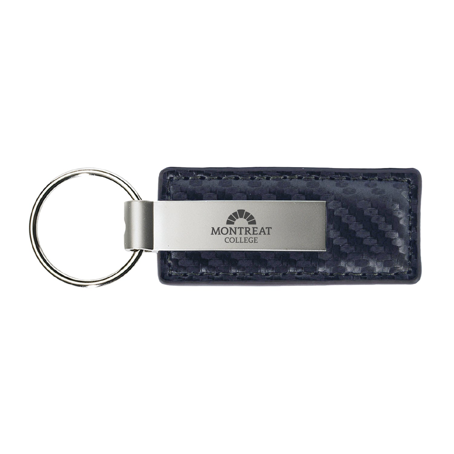 Carbon Fiber Leather & Metal Keychain | Black