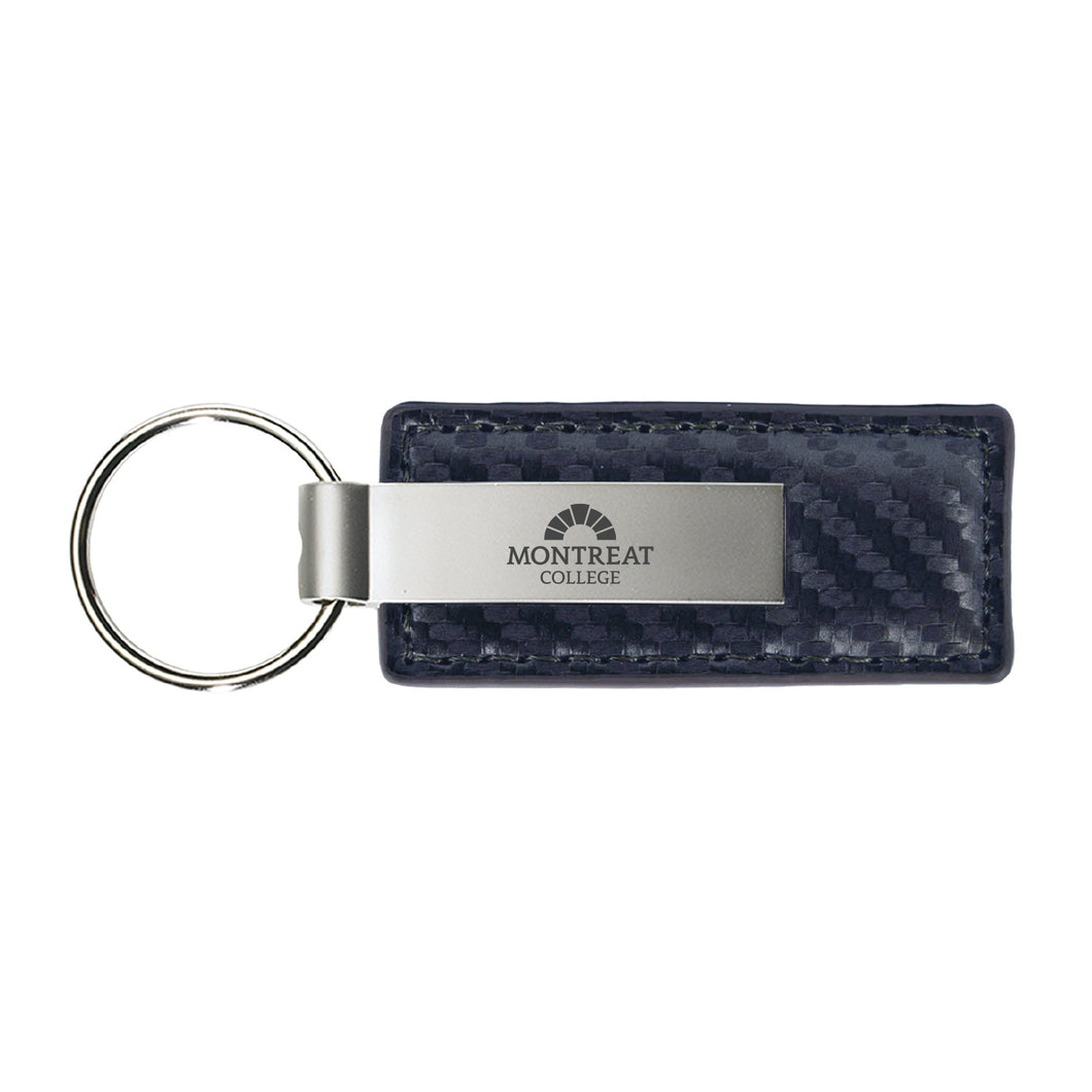 Carbon Fiber Leather & Metal Keychain, Black