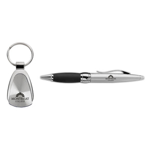 2 Piece Pen & Keychain Set, Silver