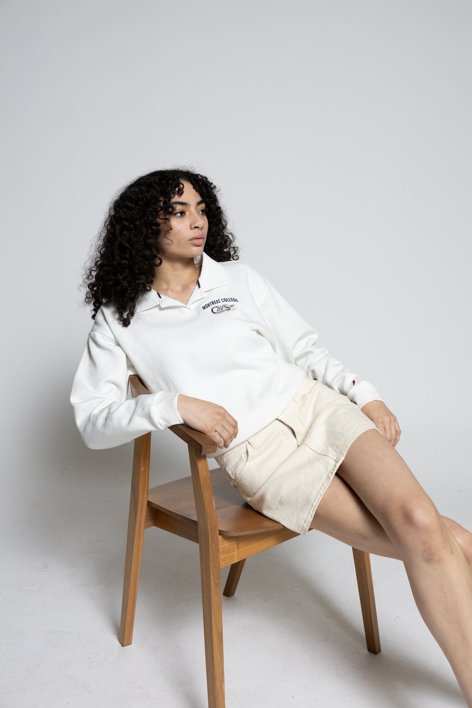 Victory Springs Ladies Collar Pullover | Heather Varsity White