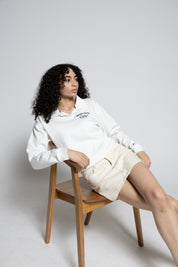 Victory Springs Ladies Collar Pullover | Heather Varsity White