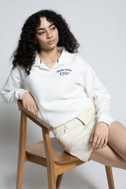 Victory Springs Ladies Collar Pullover | Heather Varsity White
